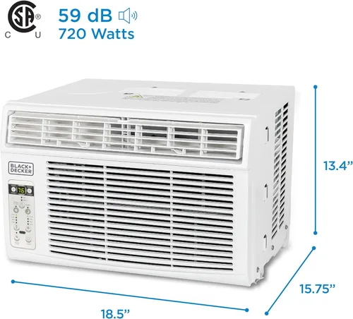 Miniatura 6 de BLACK+DECKER Aire acondicionado de ventana de 8000 unidades térmicas británicas (BTU), unidad de aire acondicionado de ventana enfría hasta 350 pies