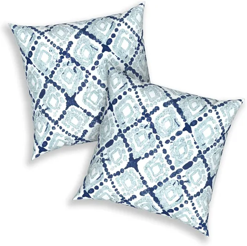Miniatura 572 de Juego de 2 almohadas para exteriores de 16 x 16 pulgadas, repelentes al agua con interiores, para muebles de patio, hogar, jardín, geometría bohemia