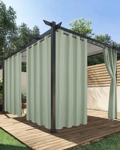 Miniatura 15 de HolidayIdeas Cortinas impermeables para patio, 4 paneles, 54 x 84 pulgadas, protección de privacidad y filtrado de luz, cortinas exteriores con Negro