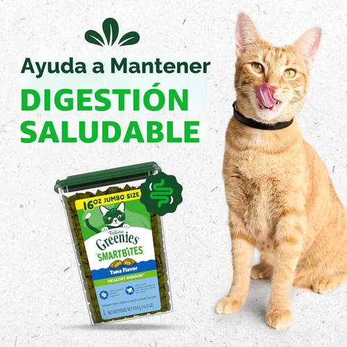 Miniatura 2 de Greenies Feline Smartbites - Golosinas saludables para gatos de interior, sabor a atún, tina de 16 onzas