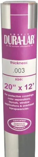 Miniatura 36 de Grafix Dura-Lar Película de 0.002", Ultra Transparente, Brillante 40" x 50', Material, Alternativa de Mylar/Acetato para, Plantillas y Plantillas