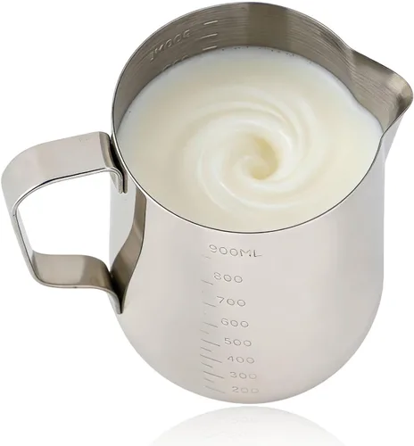 Jarra de leche de 34 onzas/33.8 fl oz, jarra de espuma de leche, espumador de leche, jarra de leche para café, taza de vaporizador, taza de café de
