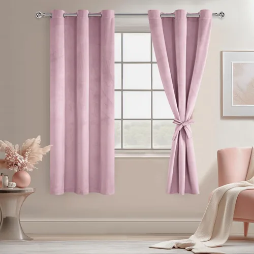 Miniatura 130 de JIUZHEN - Cortinas de terciopelo gris de 63 pulgadas opacas para sala de estar - Cortinas gruesas de terciopelo con ojales para ventana