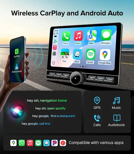 Miniatura 5 de para Ford F150 Radio 2004~2008, F250/F350/450 2008~2016 CarPlay inalámbrico Android Auto Botón de llave de botón de un solo botón de 10 pulgadas