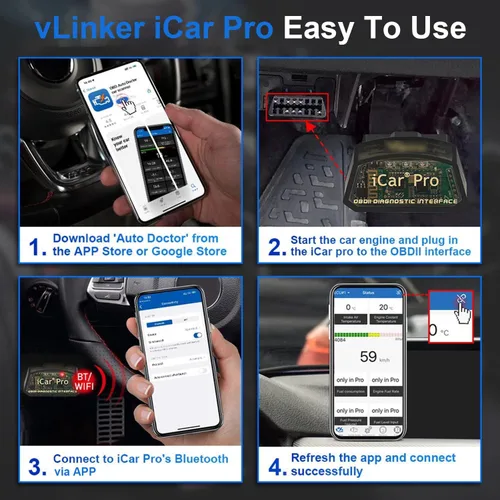 Miniatura 6 de iCar Pro Mini OBD2 Escáner Bluetooth para iOS/Android, Adaptador OBD, Herramienta de Lectura de Códigos de Diagnóstico de Coche