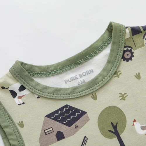 Miniatura 185 de pureborn Mameluco de algodón súper suave para bebés niños y niñas de 0 a 24 meses