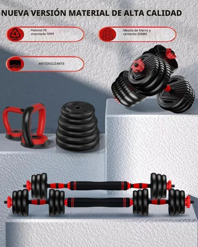 Miniatura 8 de Adjustable Dumbbells, 20/30/45/70/90lbs Free Weight Set with Connector,5 in1 Dumbbells Set Used as Barbell,Kettlebells,Push up Stand,Fitness