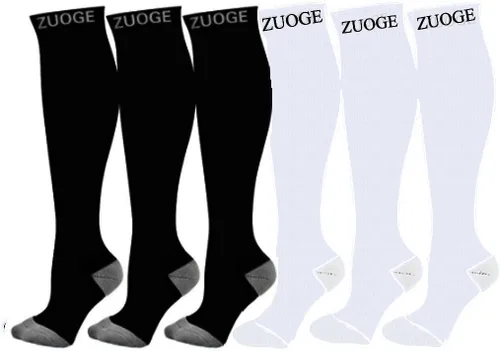 Miniatura 10 de zuoge Paquete de 6 pares de calcetines de compresión, los mejores calcetines médicos, de enfermería, viajes y vuelo, para correr y fitness, 15-20