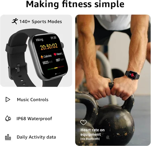 Miniatura 2 de Reloj inteligente para hombres y mujeres, responder/hacer llamadas, reloj inteligente de 1.85 pulgadas, reloj de fitness con monitor de sueño