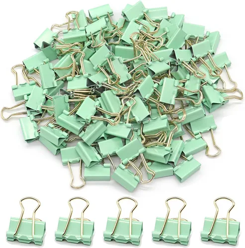 Clips para carpeta verde claro, mini clip de papel, abrazaderas de papel pequeñas de 15mm (5/8 pulgada), paquete de 100 clips de oficina de micro