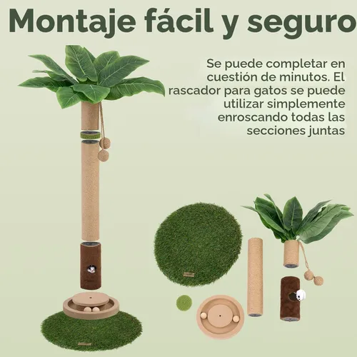 Miniatura 7 de Woochpet Poste rascador para gatos de 35 pulgadas de alto, torre rascador de árbol para gatos de interior con agujero para mouse de juguete