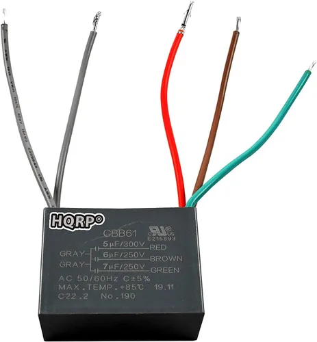 Miniatura 26 de HQRP Condensador compatible con ventilador de techo Hampton Bay 4.5uf+5uf+6uf 4-Wire CBB61