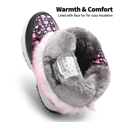 Miniatura 4 de DREAM PAIRS Botas de nieve de invierno antideslizantes con forro de piel sintética hasta la rodilla para niños y niñas