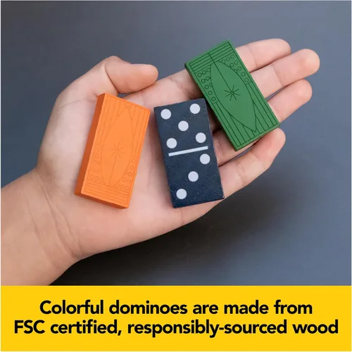 Miniatura 4 de Mindful Classics, Juego de dominó de madera de doble seis, juegos clásicos sostenibles con estuche de almacenamiento de madera, para adultos y niños
