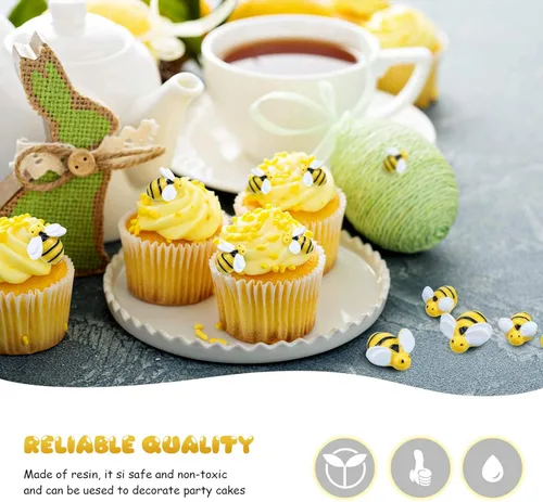 Miniatura 3 de Hicarer 45 piezas de abejas pequeñas, decoración de fiesta, decoración de fiesta, adorno en forma de abeja de resina de miel con caja