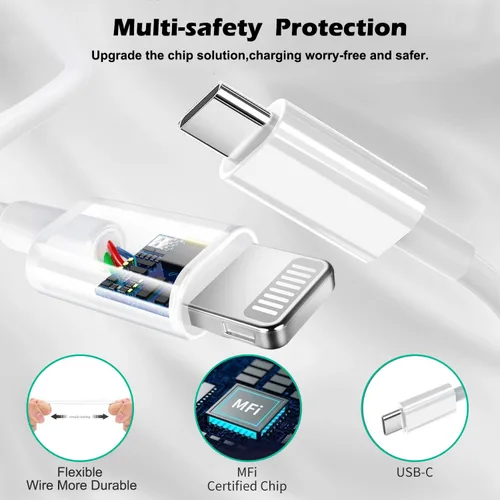 Miniatura 4 de Cargador de iPhone de carga rápida para iPhone 14, paquete de 2 bloques de pared USB C con enchufe de cargador y cable de carga USB C a Lightning