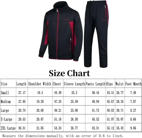 Miniatura 5 de Conjunto deportivo casual de manga larga para hombre, sudadera con cremallera completa, chaqueta y pantalones para correr, trajes de 2 piezas