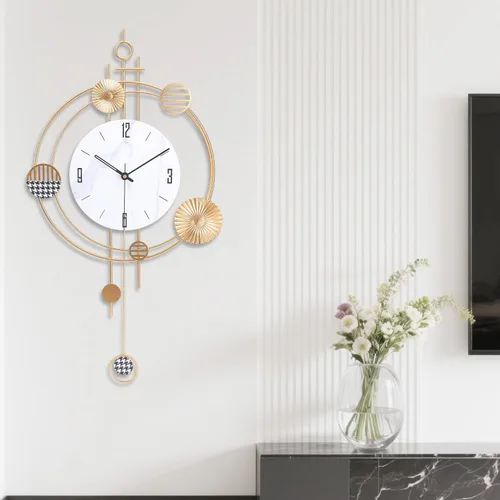 Miniatura 8 de Reloj de Pared para Sala de Estar, Cuarzo de Calidad Silenciosa Operado con Batería con Péndulo, Relojes de Pared Grandes Analógicos para Sala