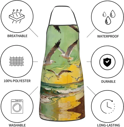 Miniatura 8 de Delantal de dos cachorros con bolsillos, delantales resistentes a las gotas de agua para mujeres y hombres, delantal ideal para uso doméstico