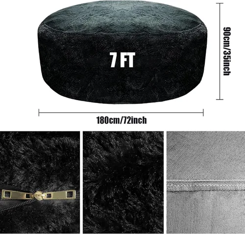 Miniatura 2 de Funda para puf gigante de 7 pies, (sin relleno, solo funda), ultra suave, para adultos, grande, redondo, suave, esponjoso, sintético, funda