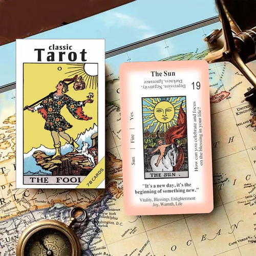 Miniatura 2 de Tarjetas de tarot clásicas para principiantes con significados, juego de 78 cartas para aprender y adivinar (blanco)
