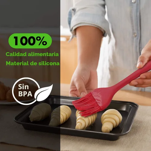 Miniatura 3 de HOTEC Cepillos para glasear resistentes al calor de 600 ℉, cepillo de repostería de silicona sin BPA, para untar aceite, mantequilla, salsa, adobos