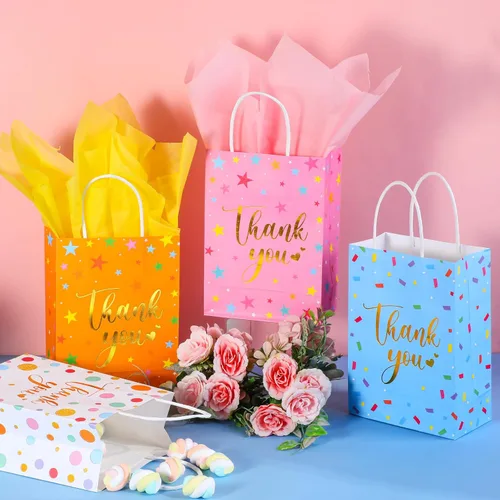 Miniatura 2 de Tinlade 30 bolsas de regalo de agradecimiento con papel de seda, bolsas de boda doradas con asa para graduación, negocios, compras, boda, ducha