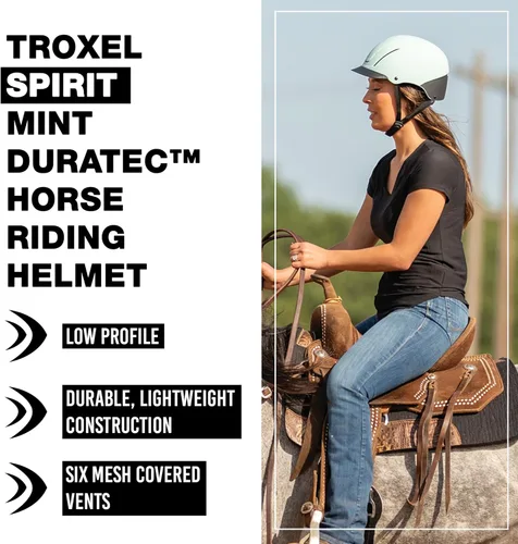 Miniatura 2 de Troxel Spirit Duratec Full Coverage Horse Riding Helmet, Low-Profile Adjustable Design, Safety Horseback Riding Gear Menta Duratec