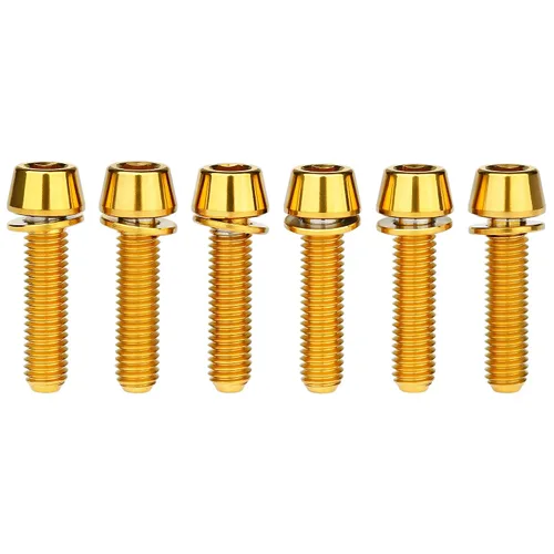 Miniatura 13 de Tornillos hexagonales de titanio M5x20mm con arandela Allen para vástago de bicicleta, paquete de 6 unidades (negro)