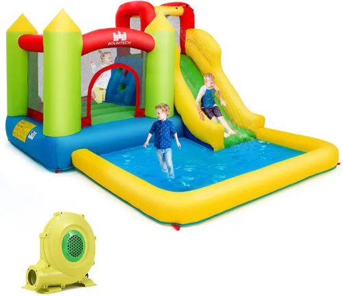 Costzon - Casa inflable para niños, con tobogán acuático con pared de escalada, zona de salto, piscina pequeña, incluye bolsa de transporte de tela