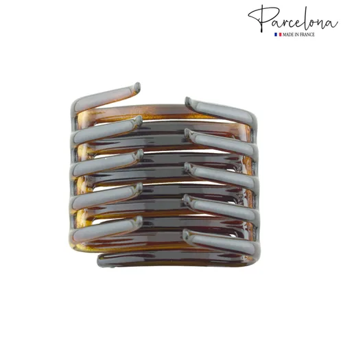 Miniatura 5 de Parcelona Cangrejo francés entrelazado marrón mediano 2 1/4 pulgadas celuloide antideslizante coleta clips flexibles resistentes pinzas para el pelo