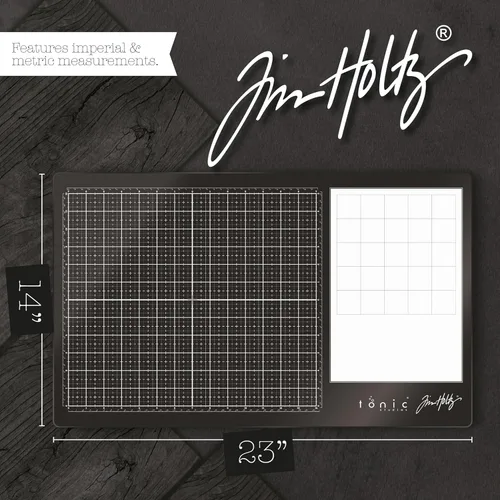 Miniatura 3 de Tim Holtz - Alfombrilla de corte de vidrio, superficie de trabajo grande con rejilla de medición de 12 x 14 pulgadas y paleta para pintura, tinta