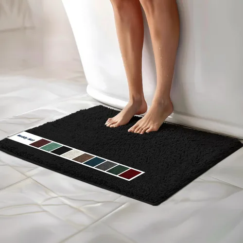 Miniatura 53 de Muddy Mat Alfombras de Baño de Chenilla de Microfibra de Secado Rápido Antideslizantes Lavables, Extra Gruesas, Suaves y Altamente Absorbentes Gris