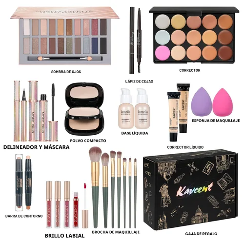 Miniatura 2 de Juego de maquillaje Kit de maquillaje para mujeres Kit completo Juego de maquillaje para adolescentes y mujeres Paleta de sombras de ojos Brillo