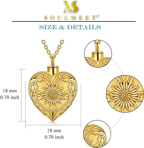 Miniatura 6 de SOULMEET Joyería de cremación para cenizas, collar de urna de plata esterlina para cenizas, mujeres y hombres, joyas de recuerdos de aprecio