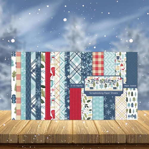 Miniatura 8 de 24 Sheets Christmas Theme Scrap Paper 6 inches One-Sided Cartoon Snowma Scrapbooking Supplies Set for DIY Album Material Background Junk Journal