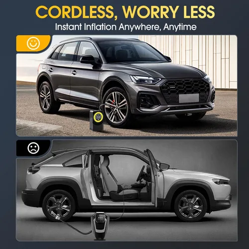 Miniatura 8 de CARSUN Inflador de neumáticos, compresor de aire portátil, bomba de aire de 150 PSI para neumáticos de automóvil con medidor de presión digital, luz