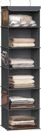 Simple Houseware Organizador de armario colgante de 6 estantes, gris oscuro