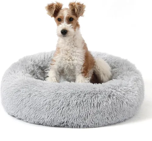Miniatura 9 de NOYAL Cama Calmante en Forma de Rosquilla para Perros Pequeños a Medianos y Gatos - Cama para Mascotas de Felpa de Piel Sintética Anti-Ansiedad