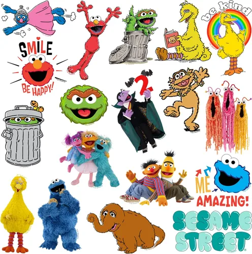 Miniatura 4 de Sesame Street - Paquete de 100 calcomanías de vinilo de Elmo, Cookie Monster, Big Bird, Oscar The Grouch, Abby Cadabby, Bert & Ernie, Grover, Zoe