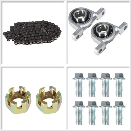 Miniatura 2 de waltyotur Kit de ensamblaje de eje trasero de Go Kart ATV 32 Pulgadas Eje y cubo y cadena y cilindro maestro de freno de reemplazo para Go Kart ATV