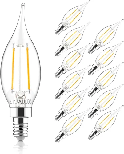 Miniatura 9 de Bombillas LED E12 para candelabro, regulables, equivalentes a 60 W, 4.5 W, blanco suave, 2700 K, 500 lúmenes, punta de llama CA10, bombilla