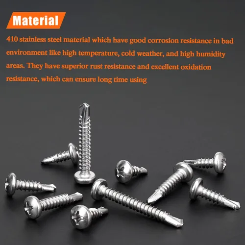 Miniatura 2 de HELIFOUNER 240 piezas #10 x 1/2", 5/8", 3/4", 1", 1-1/4", 1-1/2", tornillos autoperforantes de cabeza panorámica de 1-1/2", kit surtido de tornillos