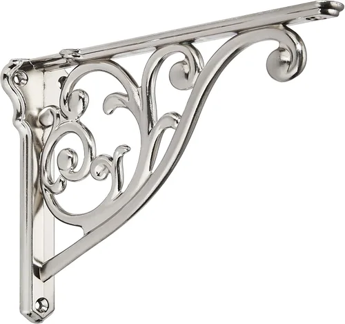 Miniatura 79 de Soportes de estante de 4 pulgadas, paquete de 4 soportes de pared de latón antiguo de alta resistencia, estantes decorativos de cocina victoriana