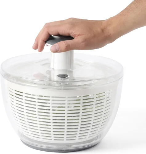 Miniatura 9 de Calphalon Aero - Molinillo de ensalada de acero inoxidable de 6.3 cuartos de galón, cuenco para lavar frutas y verduras con cesta coladora