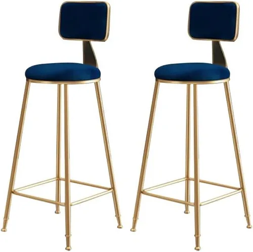 Miniatura 27 de Taburete moderno para mostrador, taburete sin brazos, taburete de hierro con cojín y pedal, 1 taburete corto (18 pulgadas de alto) azul