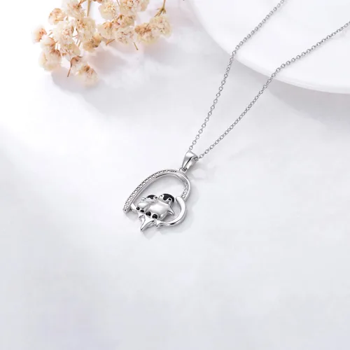 Miniatura 5 de Pingüinosperezosospandasbúhospanda rojojirafagatosllamasdinosaurioosocerdo monoconejito de Pascua, regalos de pingüinos, plata de ley 925, joyería