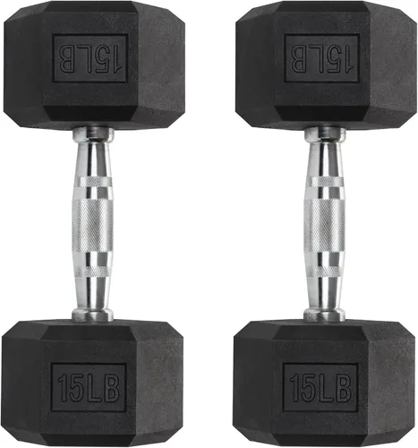 Mancuernas hexagonales – Pesas recubiertas de PVC resistente, asas moleteadas cromadas – Entrenamiento, ejercicio, levantamiento, equipo de