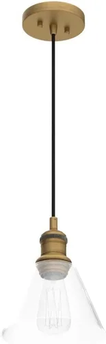 Miniatura 4 de Yosoan Lámpara colgante Edison vintage de 1 luz, mini embudo acampanado de vidrio transparente para cocina, baño, porche, sala de estar, comedor