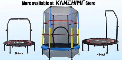 Miniatura 8 de Kanchimi - Mini trampolín plegable de 40"/48" para fitness, cama elástica para ejercicio en interiores con mango, carga máxima de 330 libras Negro
